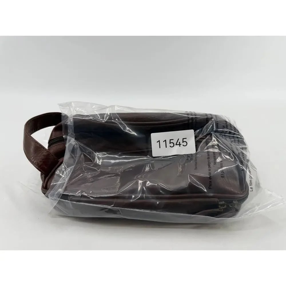 Original Penguin by Munsingwear Brown Faux Leather Toiletry Shaving Travel Bag